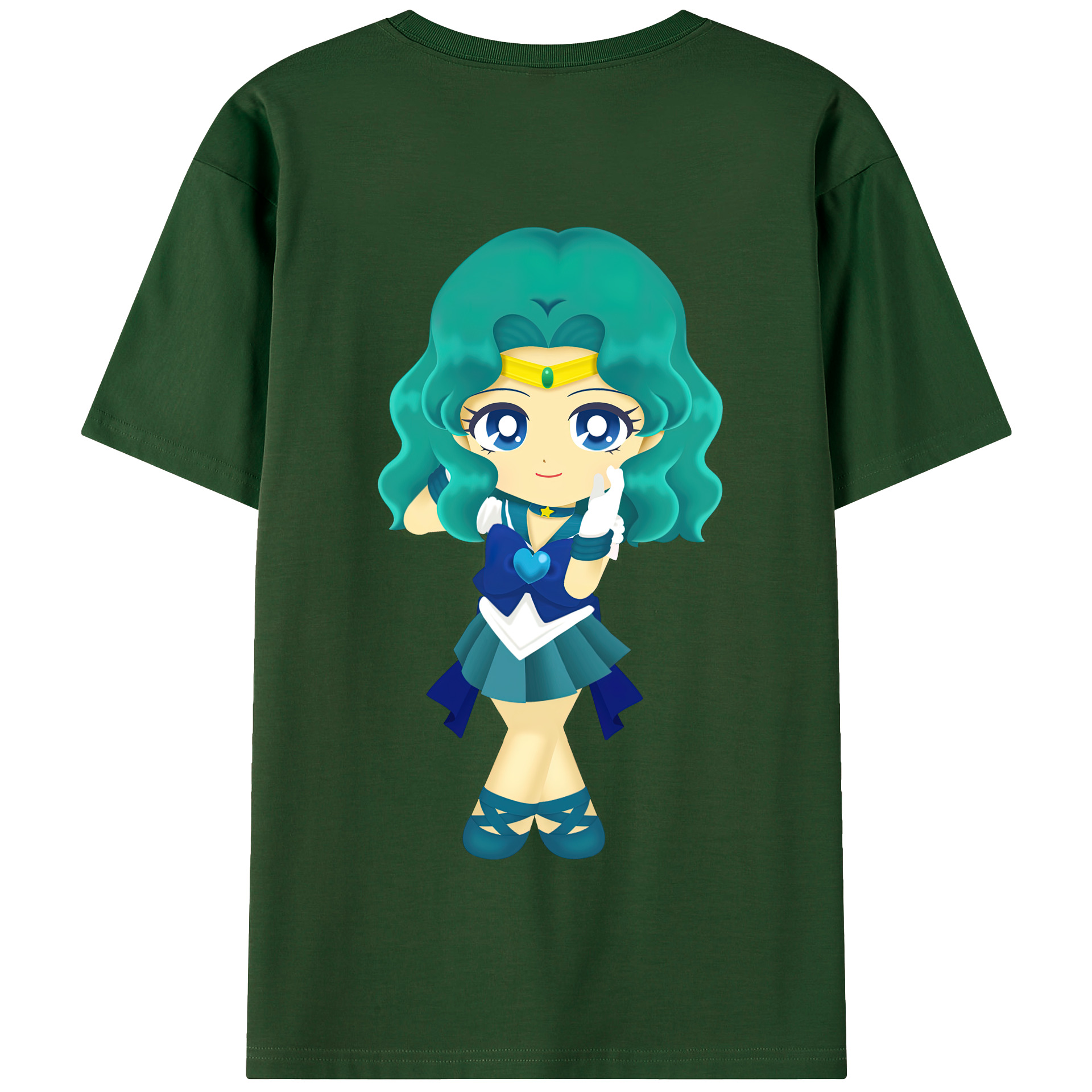 （画像用） 美少女戦士セーラームーン 海王 みちる（かいおう みちる） Sailor Moon Kaiou Michiru 綿100％半袖Tシャツ（背面プリント）